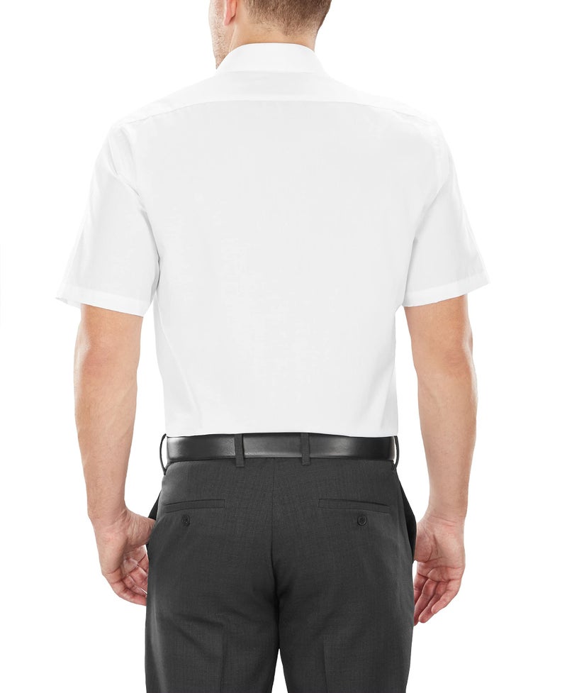 Van Heusen Men's Tall Fit Short Sleeve Dress Shirts Poplin Solid (Big and Tall), White, 18" Neck - Image 2